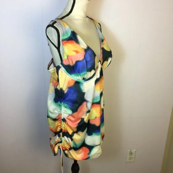 New! Swim by Cacique Tankini Top 40D Tie Dye Light Lined Plunge Underwired - Picture 2 of 16